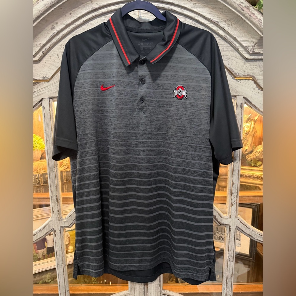 Nike Black & Gray Ohio State Striped Dri-FIT Polo
